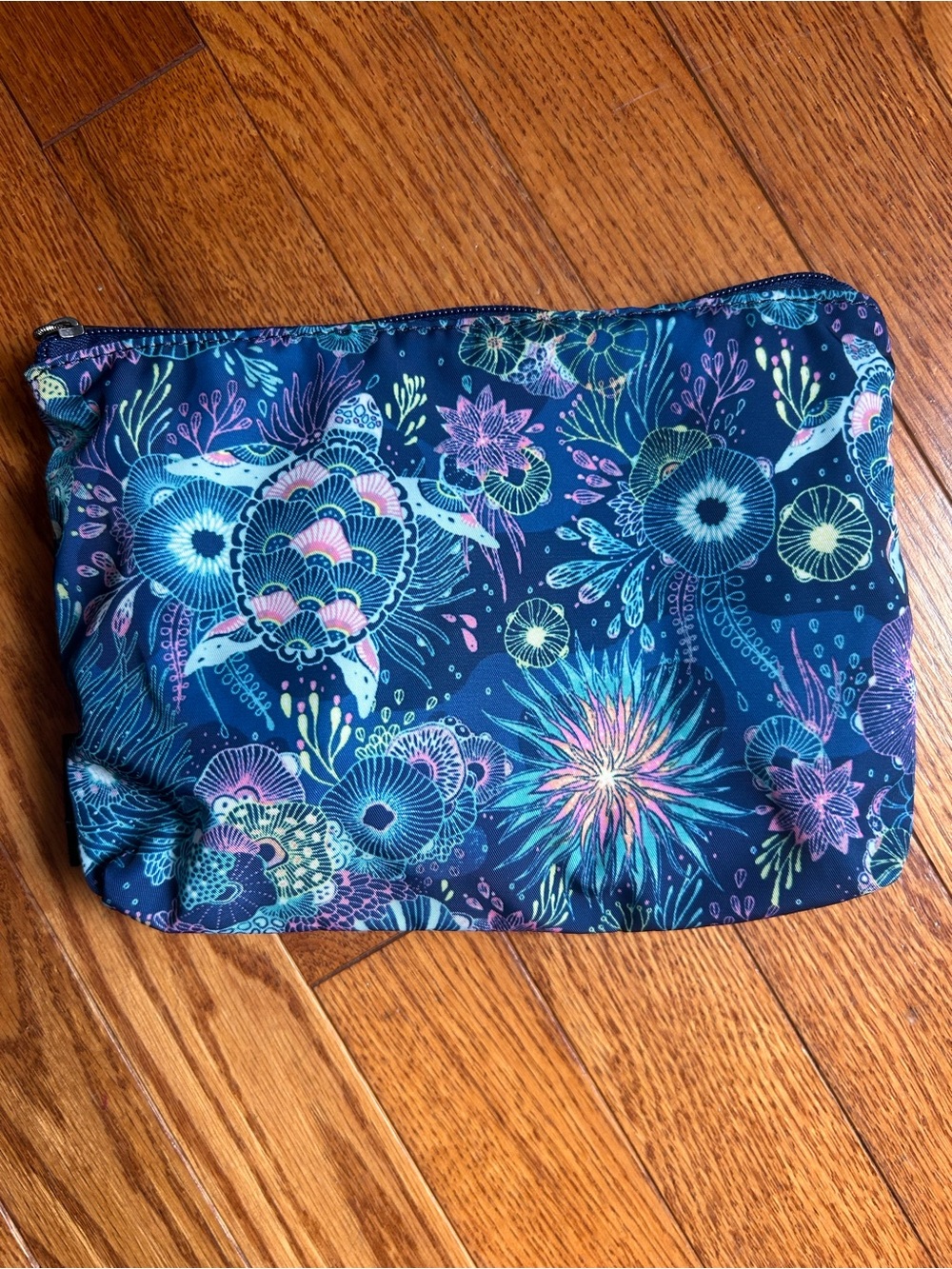 Sak Roots Navy Floral Zip Pouch